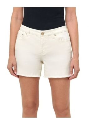 Seven7 Cream High-Rise Denim Shorts